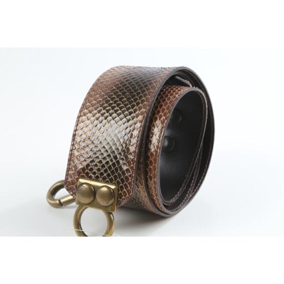Vintage Snake Print Leather Wide Waist Belt Size L Textured Statement Italy main image 10